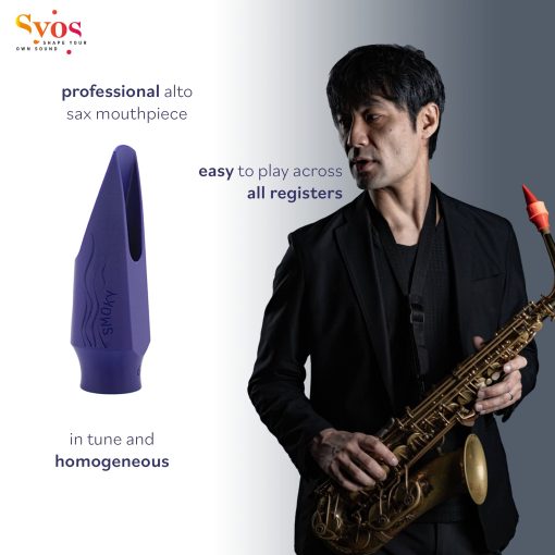 Boquilla de saxofon alto Syos, Modelo Smoky, Abertura de 5, Azul Fantasma - Imagen 2