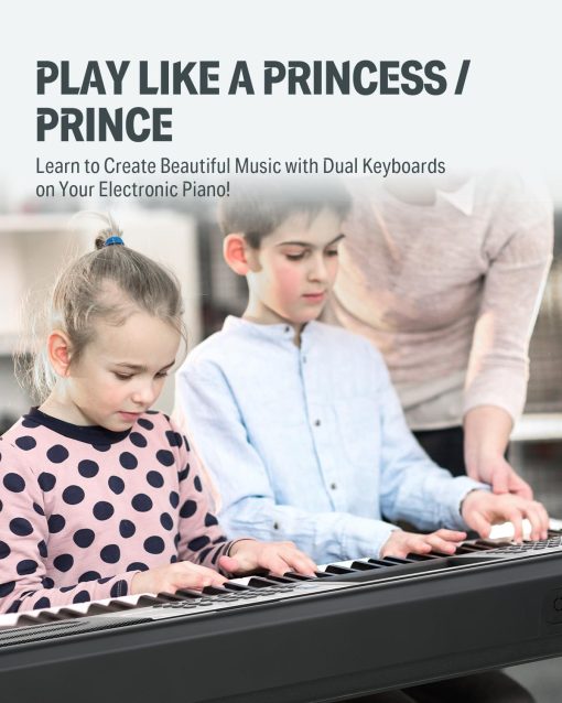Piano de Teclado de 61 Teclas Donner, Teclado de Piano Electrico con 249 Voces, 249 Ritmos - Incluye Soporte para Piano, Banco, Microfono, Regalo para Principiantes, Negro (DEK-610S) - Imagen 6