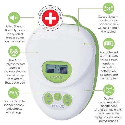 Sacaleches electrico Ardo Calypso Double Plus. Silencioso sacaleches suizo con 64 ajustes. Sistema cerrado de grado hospitalario con botellas, conchas de lactancia y accesorios incluidos. - Imagen 2