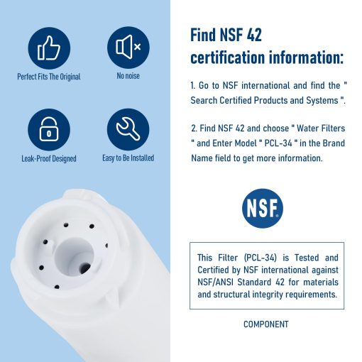 Filtro de Agua PERCOLA KWF1000, Certificado por NSF42 y 372, Repuesto para Miele 11513640 KWF1000 Filtro de Agua Claro Intensivo para Electrodomesticos Master Cool con Hielera (Paquete de 3) - Imagen 5