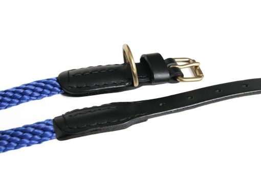 Collar para Perro Alvalley de Cuerda y Cuero con Hebilla - Collares Resistentes para Perros - Collar Trenzado Suave para Entrenamiento y Paseo - Cuerda de Polipropileno Duradera y Resistente (Azul Profundo, 22in, 19mm de Grosor) - Imagen 3