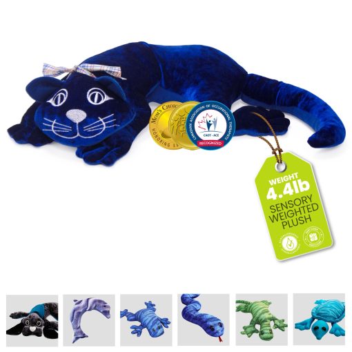 Peluche de gato pesado manimo para ninos y adultos - Almohadilla sensorial de gato pesado para el regazo - Juguete de peluche almohada para aliviar el estres en hombros, pecho, espalda y piernas - Perfecto para hogares, escuelas, guarderias