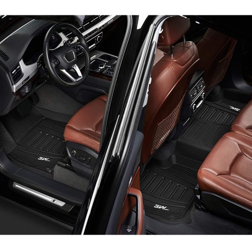 Tapetes de suelo 3W compatibles para Audi Q5 2009-2017, ajuste personalizado de TPE Todo Clima para Audi Q5 1ra y 2da fila juego completo de tapetes para automoviles negro - Imagen 3