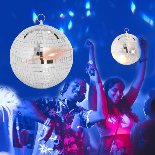 Bola de espejos de 8 pulgadas Reflectante para luces de baile Disco con Anillo de suspension para DJ Club Party, Decoracion del hogar, Reunion familiar Escenario en Vivo (8 pulgadas, Plata) - Imagen 6