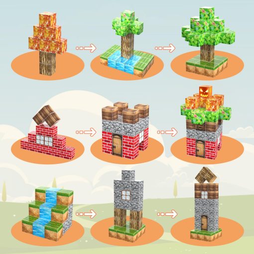 Bloques Magneticos AESGOGO, 72 Piezas Juguete STEM Montessori para Crear un Mundo con Imanes DIY, Juguetes de Construccion Creativos para Ninos Ninas Edades 3-5 5-7 6-8, Apilamiento de Cubos para Ninos Pequenos. - Imagen 5