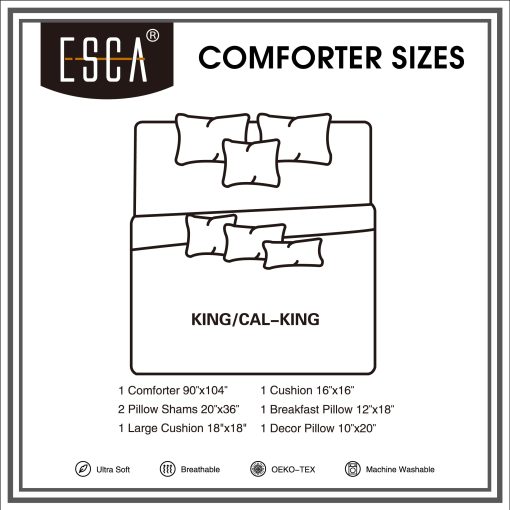 ESCA Juego de Edredon Inara Rosa Rubor de 7 Piezas, Juego de Ropa de Cama Jacquard con Clips - Tamaño King/California King - Imagen 7