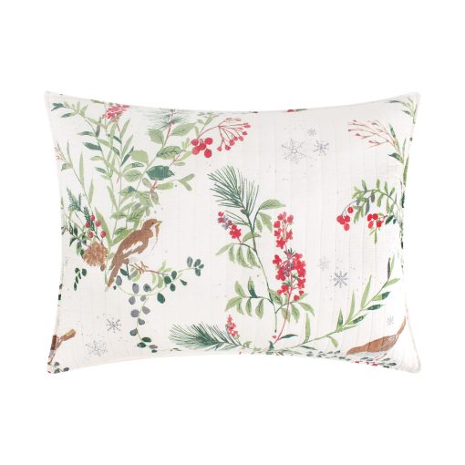 Set de Edredon de Navidad Levtex Home - Winterberry Forest - Tamaño Full/Queen 88x92 y Dos Fundas Estandar 20x26 - Verde, Rojo, Gris y Crema - Reversible - Algodon/Poliester - Imagen 6