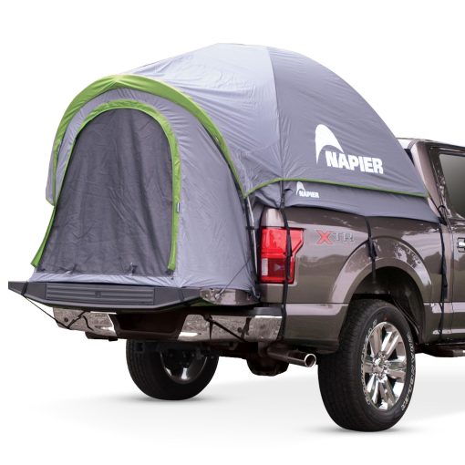 Tienda de Campaña para la Cama de la Camioneta Napier Backroadz - Impermeable para 2 Personas - Facil de Instalar - Estuche de Almacenamiento Compacto - Resistente Refugio para Campamento y Aventura Accesorios para Camionetas - Gris/Verde, Cama Regular Compacta