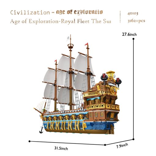 Set de Construccion de Barco Pirata JMBricklayer para Adultos, Hermosa Nave Real con Diseño Escalonado, Atractivos Juguetes de Piratas de Bloques de Construccion Barco Pirata Modelo Grande, Regalos para Adolescentes y Adultos (3162 Piezas) - Imagen 5