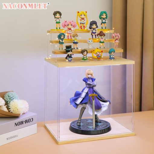 Estuche de exhibicion de acrilico transparente Naconmlet con luz LED- Estanteria ajustable de 6 niveles para Funko Pop Estantes a prueba de polvo y humedad Adecuado para coleccionables Lego Figuras de accion Pop Mart Transformer - Imagen 5