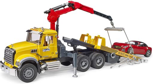 Camion de Remolque Mack Granite con Coche Roadster Bruder (02829) - Para Edades de 4 años en adelante - Compatible con figuras bworld - Imagen 5