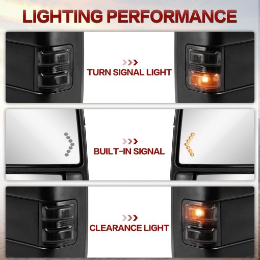 Espejos de remolque EVERESTWAY compatibles con Ford F250 F350 F450 F550 Super Duty 1999-2007 Espejo lateral del camion para conductor y pasajero Telescopio Cromo Potencia Calentado - Imagen 5