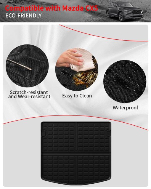 Tapetes Thinzyou Compatibles con Mazda CX5 2023 2024 Alfombrilla de maletero Protector de maletero trasero Todo clima TPE Accesorios para CX-5 2023 (Alfombra de maletero+Tapetes) - Imagen 5