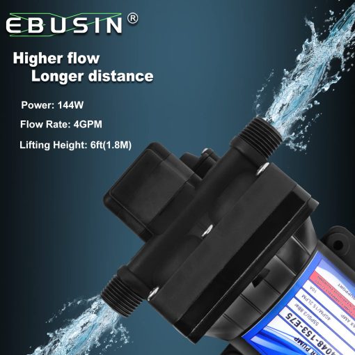 Bomba de Agua para RV 12V 4 GPM, 55 PSI, 10 Amperios, Bomba de Diafragma de Demanda Automatica 4048-153-E75, Compatible con RV Caravana, Marino y Yate - Imagen 2