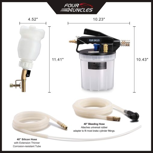 FOUR UNCLES Kit de Sangrado de Frenos al Vacio de 2L - Kit de Sangrado de Frenos al Vacio con Extractor de Fluido de Frenos de 2L y Botella de Relleno de 1L - Imagen 5