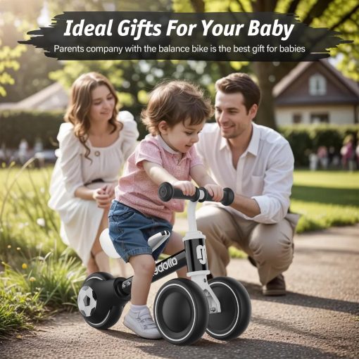 Bicicleta de Equilibrio para Bebe allobebe, Bicicletas Lindas para Ninos de 12 a 36 Meses Regalos para Nina de 1 Ano Bicicleta para Entrenar al Bebe de Estar de Pie a Correr con Asiento Ajustable Ruedas Silenciosas y Suaves (Negro) - Imagen 2
