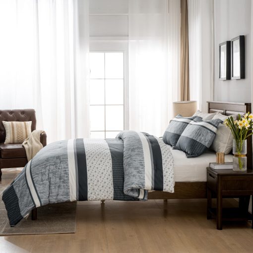 Juego de Colcha King SahSahCasa, Set de Edredon King Gris Azulado, Edredon 100% Algodon, Manta Ligera y Esponjosa de Todas las Estaciones para Cama King, 104" x 90", 3 piezas - Imagen 3