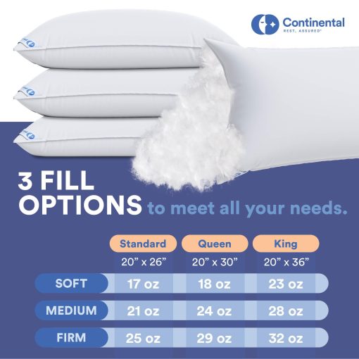 Almohada de cama de plumas de ganso Continental Bedding 550, tamano estandar (Paquete de 2), Blanco 2 unidades - Imagen 3