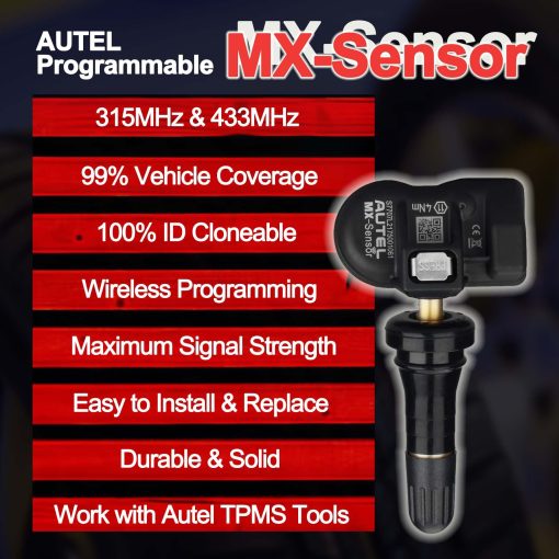 Autel MaxiTPMS MX Sensor Sensor programable de TPMS para la Presion de Neumaticos 2 en 1 (315MHz + 433MHz) Presion en OE-Nivel (4 unidades, valvulas de goma) Programado por TS508 TS408 TS508WF TS608 MS906TS ITS600 MS906PRO-TS - Imagen 2