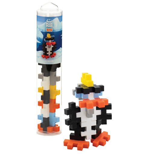 PLUS PLUS Big - Zoo Playset Bundle - 15 pc Penguin, Flamingo, Giraffe Tube & Baseplate Duo - Juguete de construccion STEM/STEAM, Bloques de rompecabezas grandes para ninos pequenos y preescolares - Imagen 4
