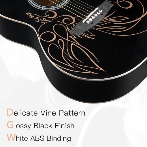 Guitarra Acustica Concert WINZZ AF227A de 39 Pulgadas con Kit Completo, Diseno de Vid Delicado - Imagen 4