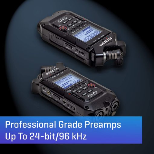 Grabadora Portatil Zoom H4n Pro de 4 Pistas, Totalmente Negra, Microfonos Estereo, 2 Entradas Combo XLR/ ?, Funciona con Pilas, para Grabacion Estereo/Multitrack de Musica, Audio para Videos y Podcasts - Imagen 4