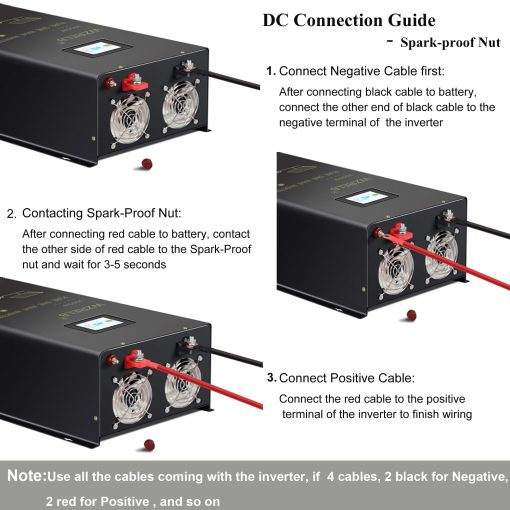 Inversor de Onda Sinusoidal Pura de 4000W 24V DC 120VAC 240VAC, 4 Salidas AC, Terminal de Cableado de CA, Pantalla LCD - Imagen 7