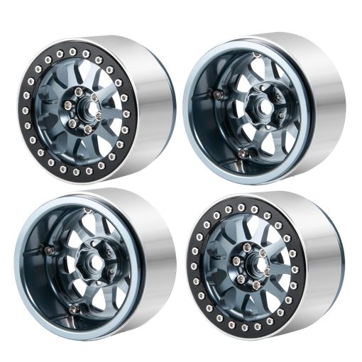 Maleonn 4PCS 2.2 Ruedas Beadlock Llantas 35mm RC Aleacion de Aluminio Nucleos de Rueda Conjunto para Escala 1/10 SCX10 D90 Wraith 90048 90018 RR10 Accesorios de Coche de Cuerda RC Mejoras, Titanio y Negro - Imagen 2
