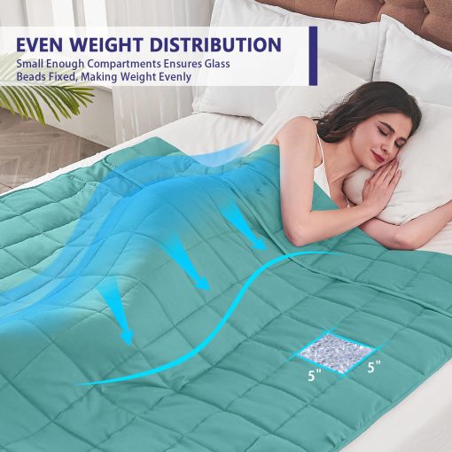 Manta Ponderada yescool para Adultos (20 lbs, 88? x 104?, Teal) Manta Pesada de Enfriamiento para Dormir Perfecta para 190-210 lbs, Tamano Queen Manta Transpirable con Perlas de Vidrio Premium, Lavable a Maquina - Imagen 3
