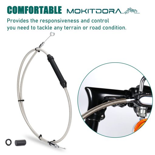 Cable de Embrague de Acero Inoxidable Trenzado MoKitDora +2" Extension Mejorado para Harley Twin Cam Evolution 5 Velocidades Transmision Dyna 1987-2006 y Modelos Touring Electra Glide 2002-2006, Cromo - Imagen 7