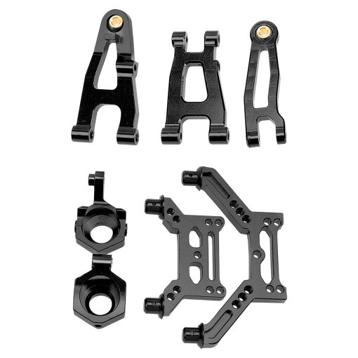 Brazos de suspension de metal ShareGoo, soporte de maza de direccion y ensamblaje de direccion y torres de choque compatibles con SG1603 SG1604 UD1601 UD1602 1/16 Piezas de actualizacion para coche RC (Negro) - Imagen 7