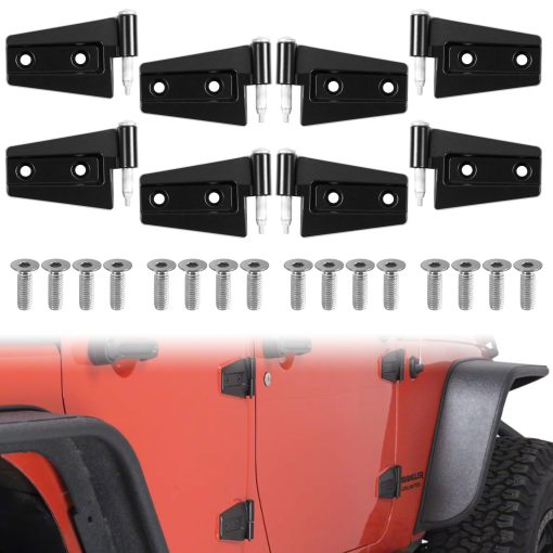 Set de Bisagras de Puerta Compatible con Jeep Wrangler JK 2007-2018 Exterior 8PCS Kit de Bisagras de Puerta Montaje en Puertas 4 Puertas (Bisagra de Puerta Exterior)