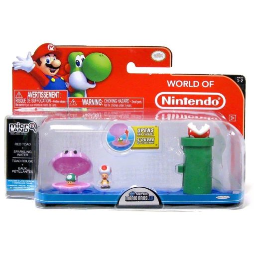 Set de Juego de Super Mario Bros U Micro Land Toad Rojo y Agua Brillante
