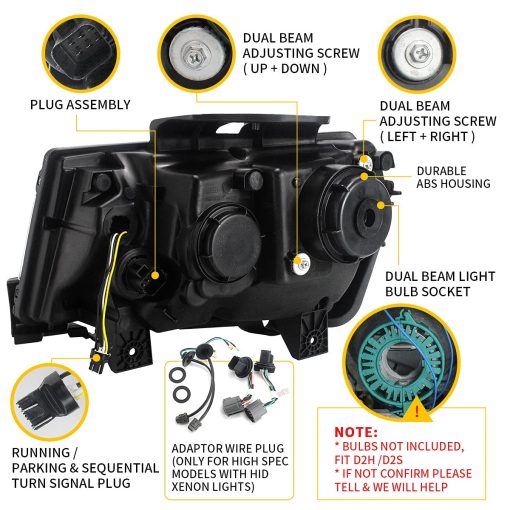 Faros LED del Proyector VLAND para Chevy Camaro 5ta Generacion 2014 2015 con Senal de Giro Secuencial (NO Incluye Bombillas, Lado del Conductor y Pasajero) - Imagen 5