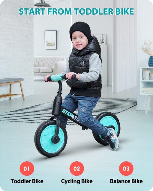 Bicicleta de Equilibrio Eilsorrn para Ninos de 2 a 5 Anos - 3 en 1 con Ruedas de Entrenamiento, Pedales Desmontables, Azul - Imagen 5