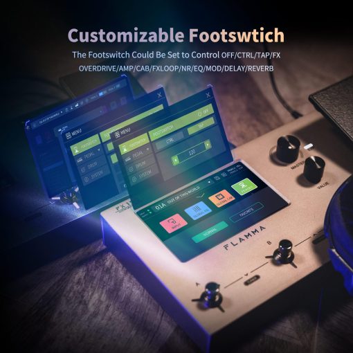 Procesador de efectos multifuncion FLAMMA FX150 para guitarra electrica con modelado de amplificador, simulacion de gabinete, EQ global, pantalla tactil, 160 efectos integrados, 180 ranuras de efectos editables de usuario, looper y puertos de E/S principales - Imagen 5
