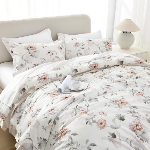 Juego de Edredon SahSahCasa Queen Size, Juego de Edredon Queen, Chic Floral Acolchado, Suave y Lujoso para Todas las Estaciones, Edredon y Alternativa a Plumon, 3 piezas - Imagen 3