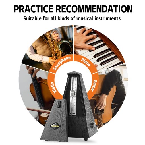 Metronomo Mecanico AODSK, Universal para Piano, Guitarra, Violin, Bateria y Otros Instrumentos, Estandar (Grano de Madera Negra) - Imagen 6