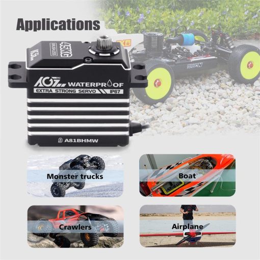 AGFRC 45KG Waterproof RC-Steering-Servo-Motor High-Torque - Full Metal Gear Digital Brushless Servo for 1/8 1/10 RC Car Boat Crawler, Control Angle 180° (A81BHMW) - Imagen 6