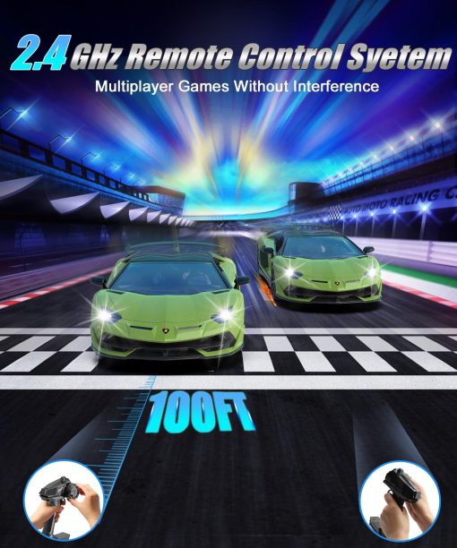 Carro de Control Remoto Lamborghini AEROQUEST, Modelo Oficial con Licencia 1:14 Lamborghini RC Car 7.4V 500mAh, Coche de Juguete Rapido a 15 km/h para Adultos Ninos Ninas, Idea de Regalo de Cumpleanos, Verde - Imagen 5