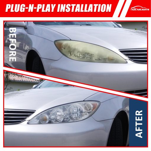 Conjunto de faros ADCARLIGHTS para Toyota Camry 2005-2006 compatible con 2005 2006 Carcasa Cromada con Reflector ambar Reemplazo del Faro Izquierdo y Derecho Par - Imagen 5