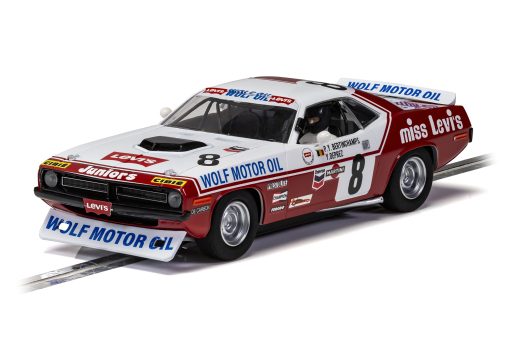 Scalextric Chrysler Plymouth Hemi Cuda 1973 Spa 24 Horas Miss Levi's 1:32 Coche de Carreras de Slot C4247