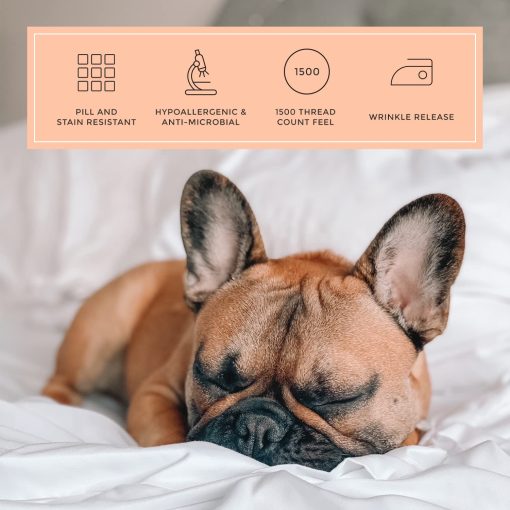 Juego de sabanas blancas PeachSkinSheets clasicas - Nivel de suavidad de 1500tc - Sabanas refrigerantes extra suaves para personas que duermen calientes y sufren de sudor nocturno - Tamaño Queen - Imagen 5