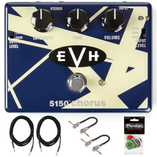 Pedal Briskdrop MXR EVH 5150 Chorus (EVH30) con Bundle de 2 Cables de Instrumento, 2 Cables Patch MXR, y Paquete de Puas Dunlop
