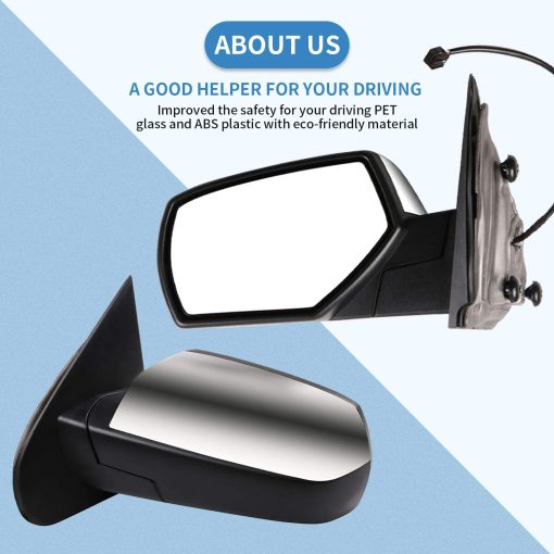 ECCPP Espejo Lado del Pasajero con Potencia Calefactor Derecho Espejo Retrovisor Cromado para Chevy Silverado 1500 GMC Sierra 1500 2014 2015 2016 2017 - Imagen 7
