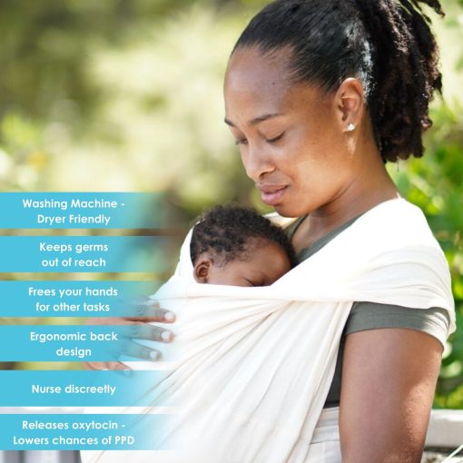 Portabebes Baby K'tan Organico 100% Algodon Certificado GOTS: #1 Facil de Usar 5 en 1 | Capa de Bebe Pre-Envuelta | Suave Envoltura para Bebes sin Manos | Recien Nacido a Nino de hasta 35 lb (Ver Tabla de Tallas) - Imagen 5