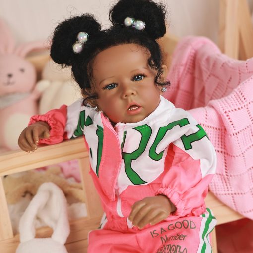 Muneca Realista Rebornova para Nina Negra, Africana Americana 20 Pulgadas con Cuerpo Suave de Silicona, Regalo de Cumpleanos para Edades 3+ - Imagen 5
