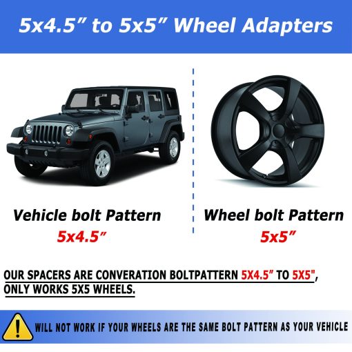 Adaptadores de Rueda EZISOE 5x4.5 a 5x5 para Convertir Ruedas de JK en Vehiculos TJ YJ KK XJ ZJ, 1.25 pulgadas 5x114.3mm a Adaptador de Rueda 5x127mm con Nucleo de 71.5mm y Rosca de 1/2 pulgada - Imagen 6