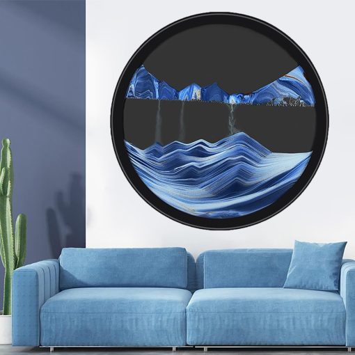 TNSLGHS Arte de Arena en Movimiento, Arte de Arena Liquida Montado en la Pared, Giro de 360? Arte de Arena en Movimiento del Mar Profundo Decoracion de Espacios, Decoracion Relajante para el Hogar Oficina , Decoracion de Trabajo, D-24in / 61cm