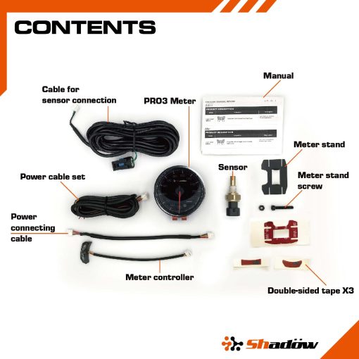 Medidor de Temperatura de Aceite Shadow PRO3 120?F-300?F 2 pulgadas 52mm Cara Transparente para Coche de 12V con Retroiluminacion Ajustable, Registro de Datos Maximos, Luz de Advertencia, Sensor de Temperatura Incluido - Imagen 7